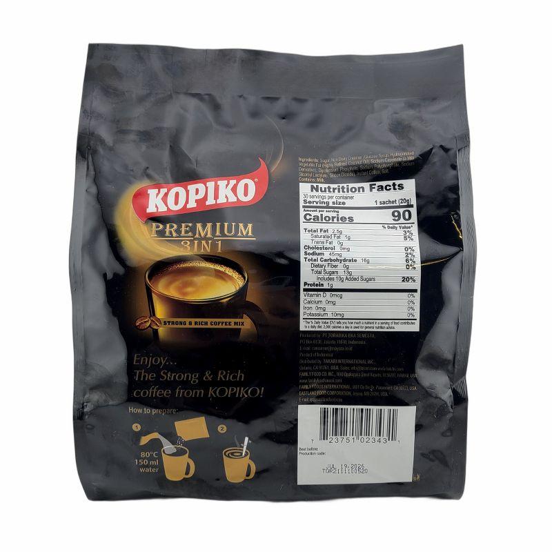 Kopiko Premium 3-in-1 Instant Coffee Authentic Indonesian Volcanic Coffee 21.2 Oz. - 30 Sachets (Pack of 2)