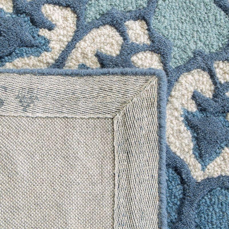 Bellagio BLG610 Hand Tufted Area Rug - Ivory/Blue - 5'x5' - Safavieh.