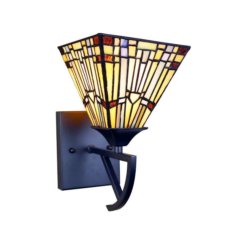 Chloe Lighting Kinsey Mission Tiffany-Style Blackish Bronze 1 Light Wall Sconce