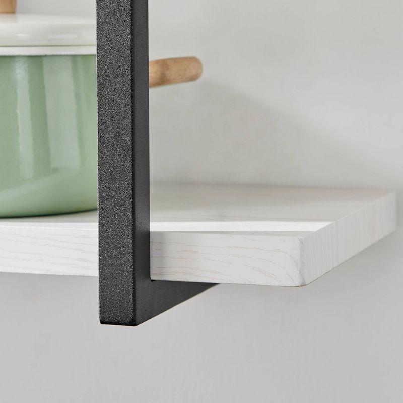 Danya B. 31.5" x 33.2" Modern 3 Tier Hanging Bracket Wall Shelve White Birch: Laminated MDF, Iron Frame, Floating Design