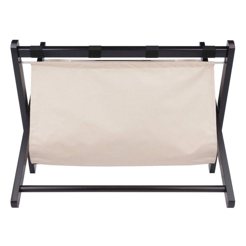 Dora Luggage Rack with Removable Fabric Basket Walnut Brown - Winsome: Guest Room Essentials