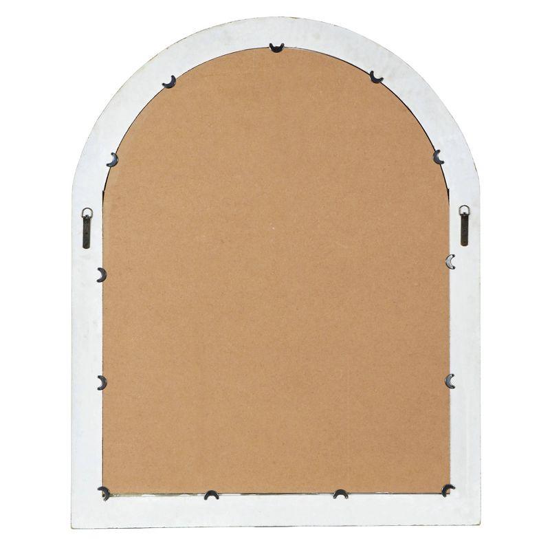 Wood Window Pane Inspired Wall Mirror with Arched Top Cream - Olivia & May: Antique Finish, No Assembly, Spot Clean