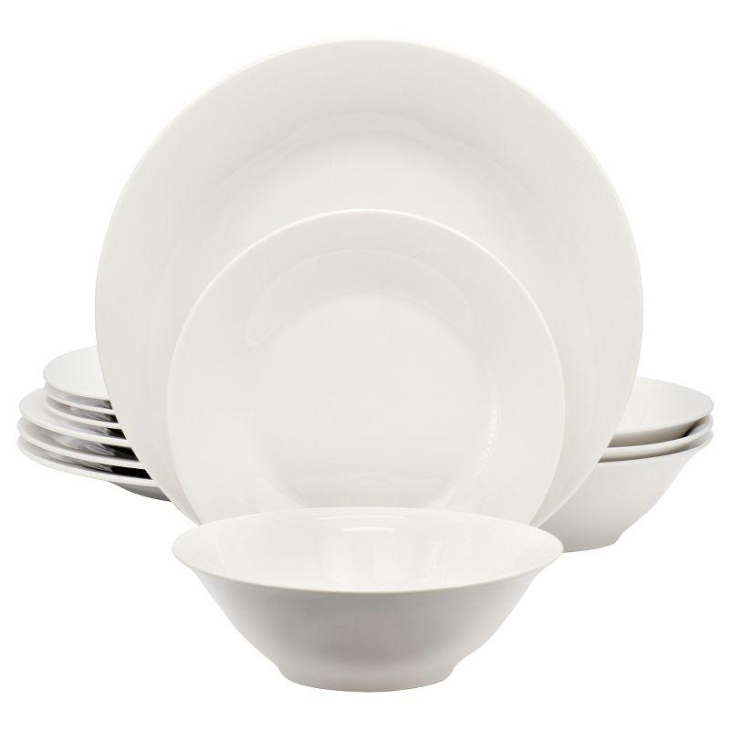 White Porcelain 12-Piece Round Dinnerware Set