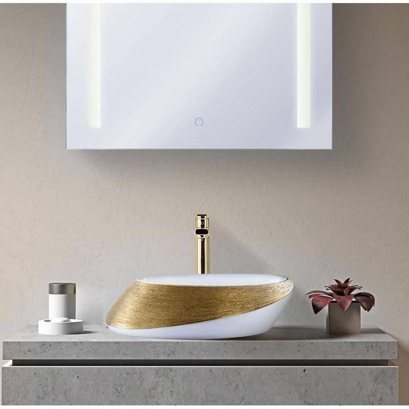 Vitreous China Oval Vessel Bathroom Sink with Overflow