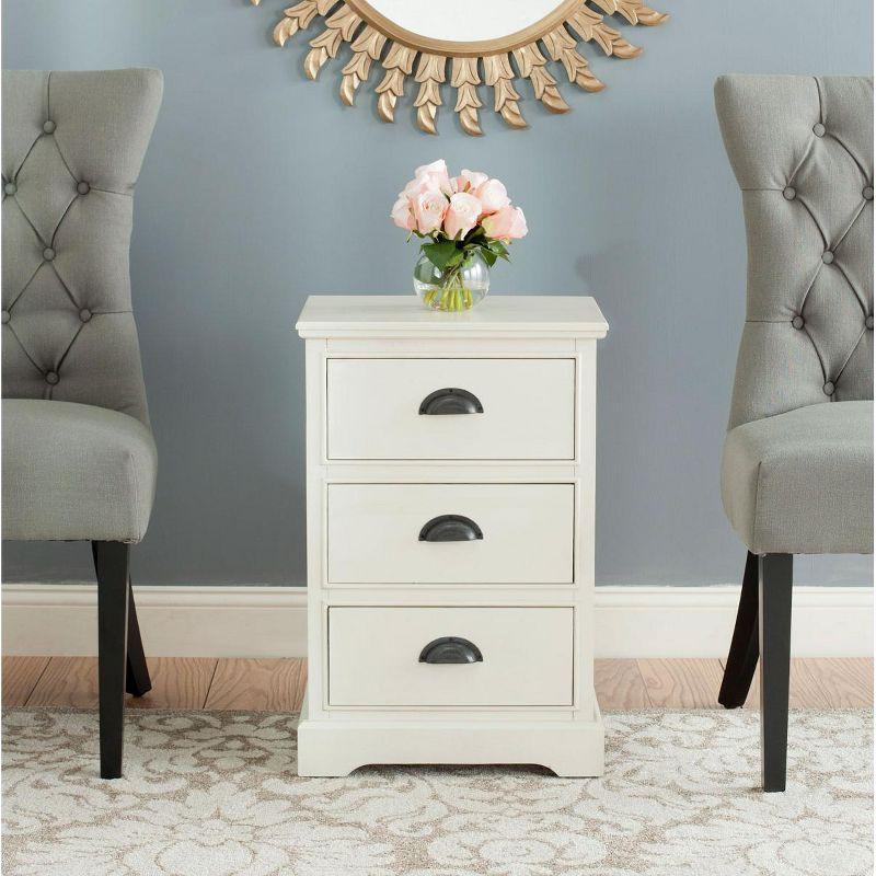 Transitional White Pine 3-Drawer Rectangular Side Table