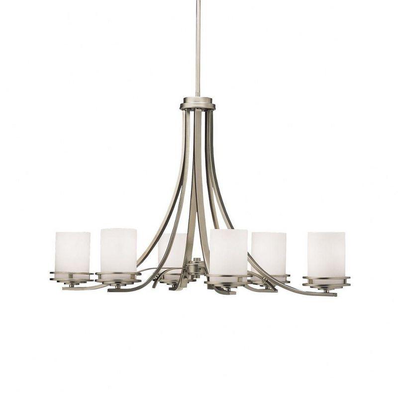 Hendrik 22.75" 6 Light Chandelier with Satin Etched Cased Opal Glass Brushed Nickel