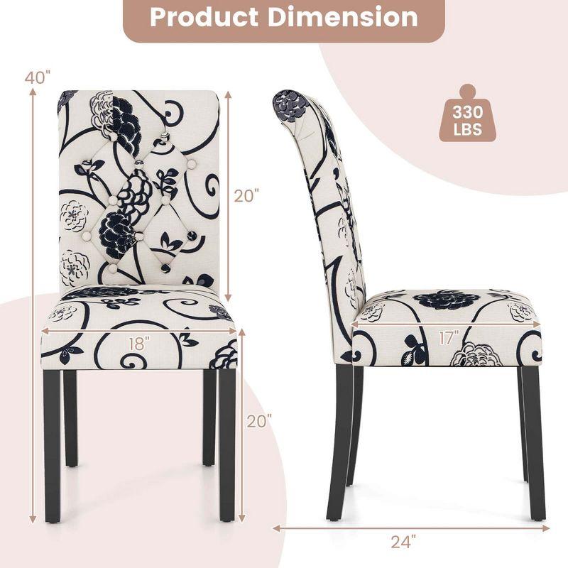 Costway Set of 2 Parsons Upholstered Fabric Chair with Wooden Legs Pink/Beige/Grey/White&Black