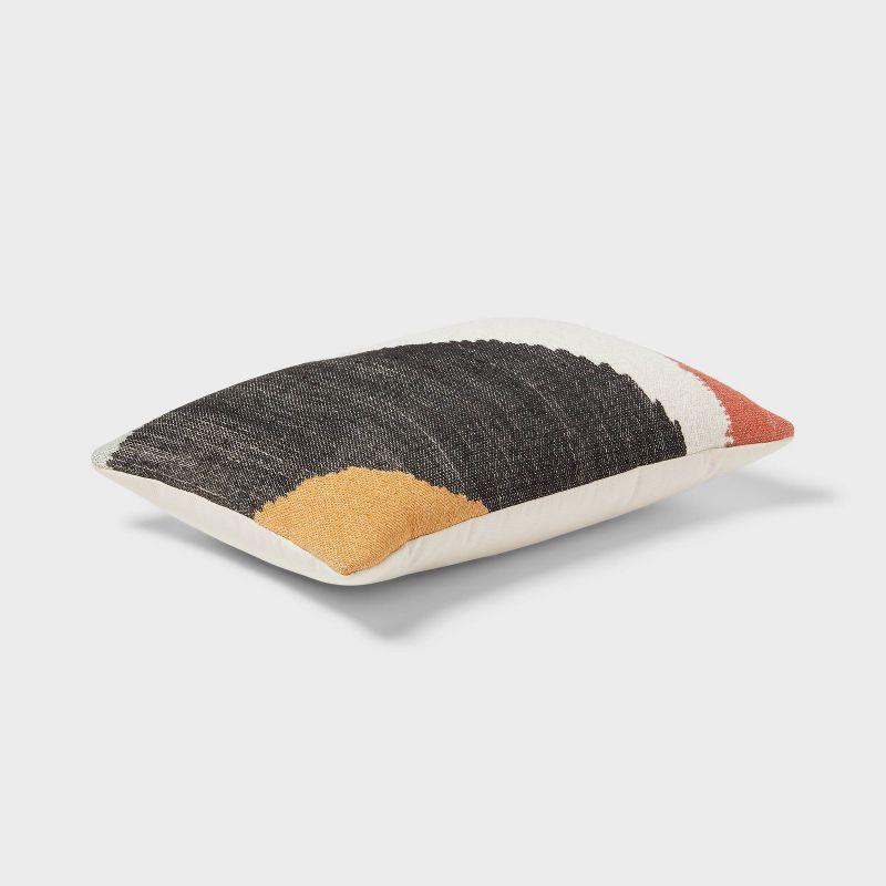 Mod Abstract Woven Colorblock Oblong Dec Pillow Ivory/Green/Gold - Threshold™: Jacquard Rectangle Accent for Indoor Use