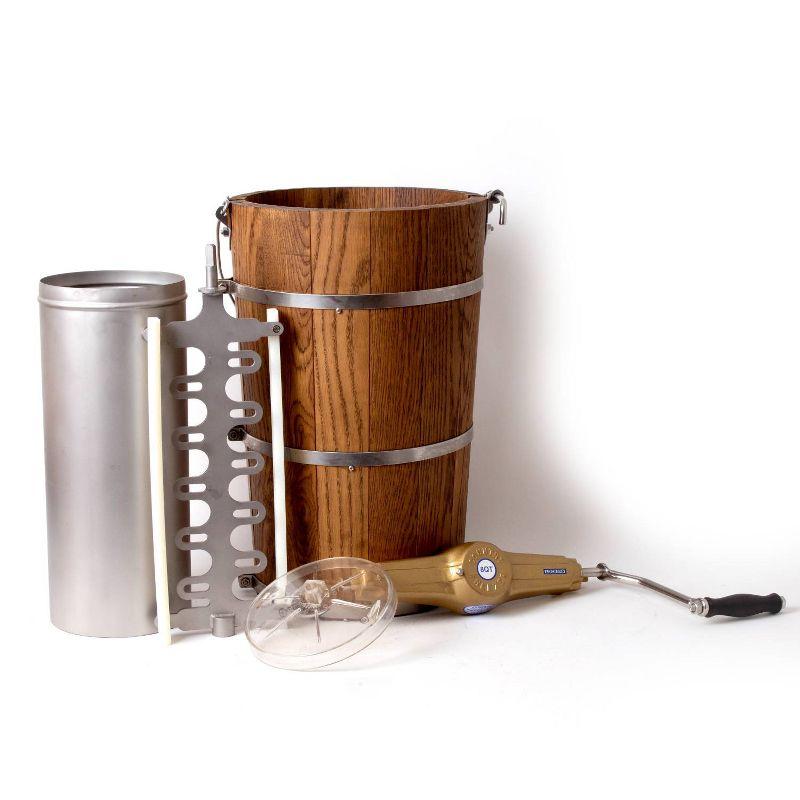 Lehman's Manual Ice Cream Maker - Make Your Own Homemade Ice Cream, Hand Crank with Stainless Steel Can and Oak Tub