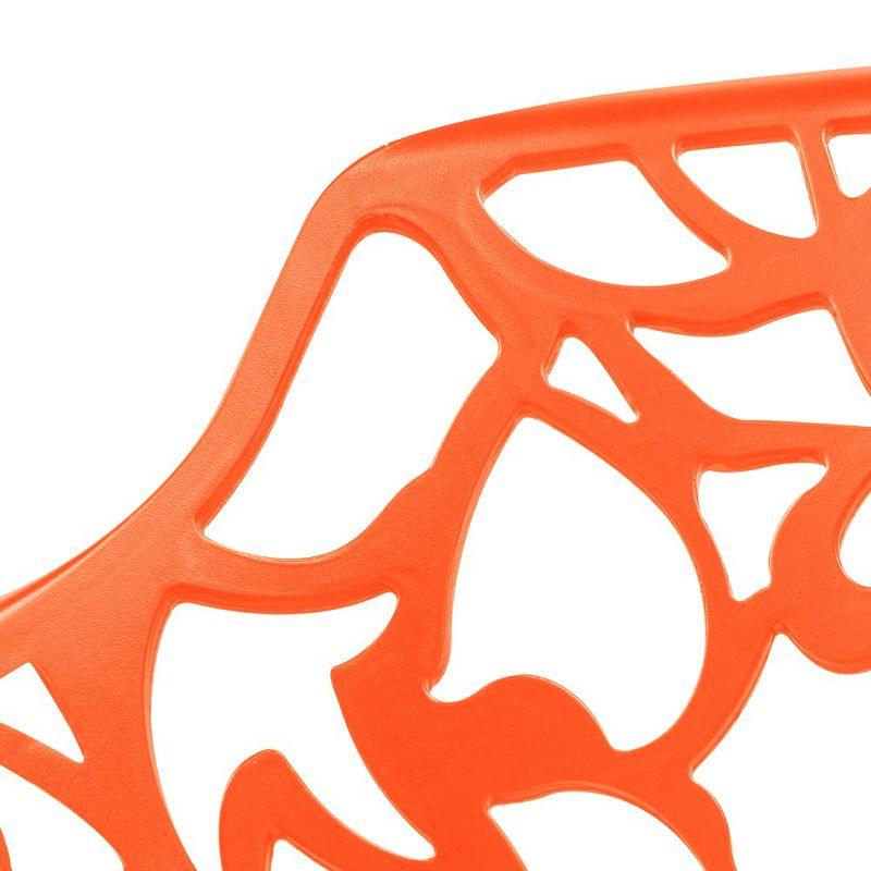 LeisureMod Devon Aluminum Stackable Outdoor Dining Armchair Set of 2, Orange