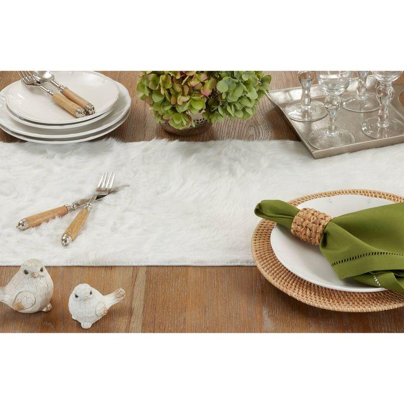 72"x15" Faux Fur Table Runner White - Saro Lifestyle