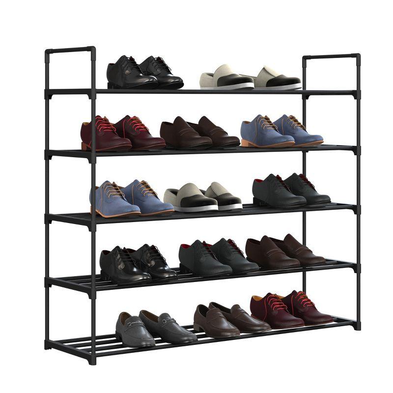 Home-Complete 5-Tier Shoe Rack for 25 Pairs, Black