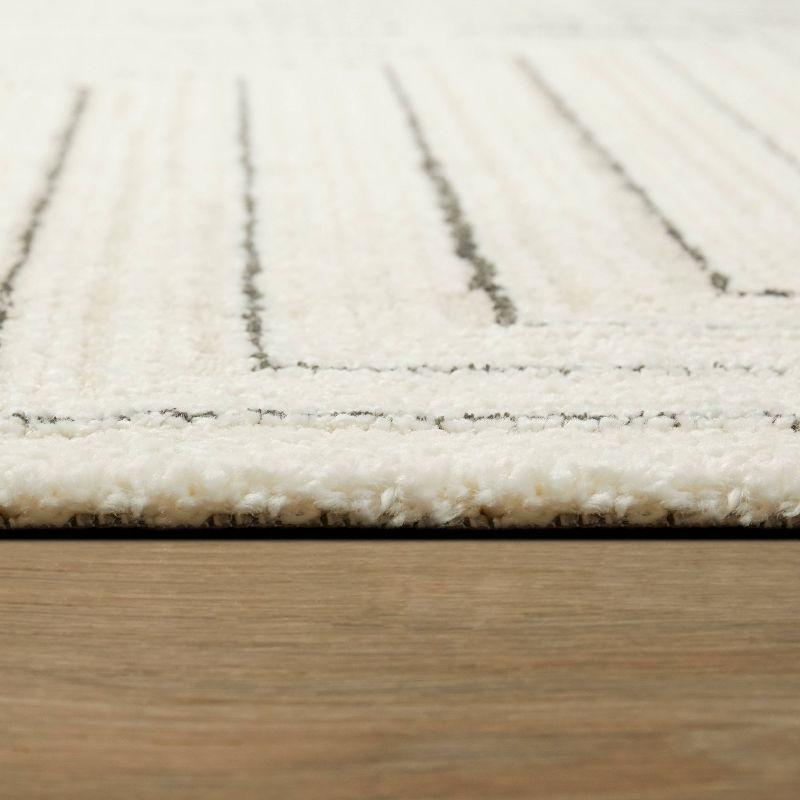Balta Rugs 2'7"x7' Carmody Transitional Geometric Rug Cream: Off-White Runner, Medium Pile, Indoor Use