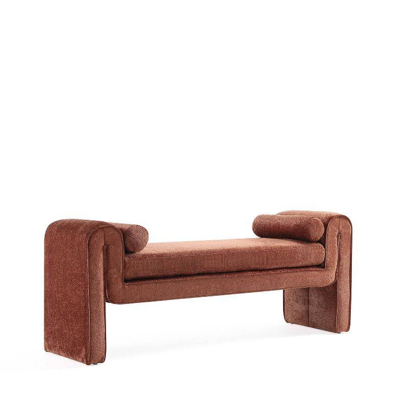 Manhattan Comfort 59" Concord Modern Chenille Upholstered Bench Terracotta