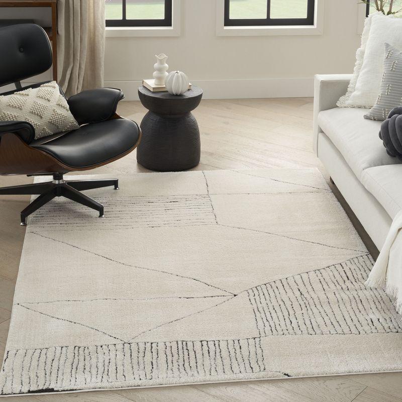 Nourison Cozy Modern Abstract Scandinavian Indoor Area Rug Ivory Black 7'10"x9'10"