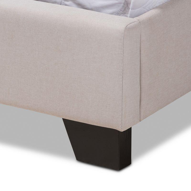Baxton Studio Queen Alesha Bed Beige: Modern Contemporary Design, Engineered Wood Frame, Curved Winged Headboard