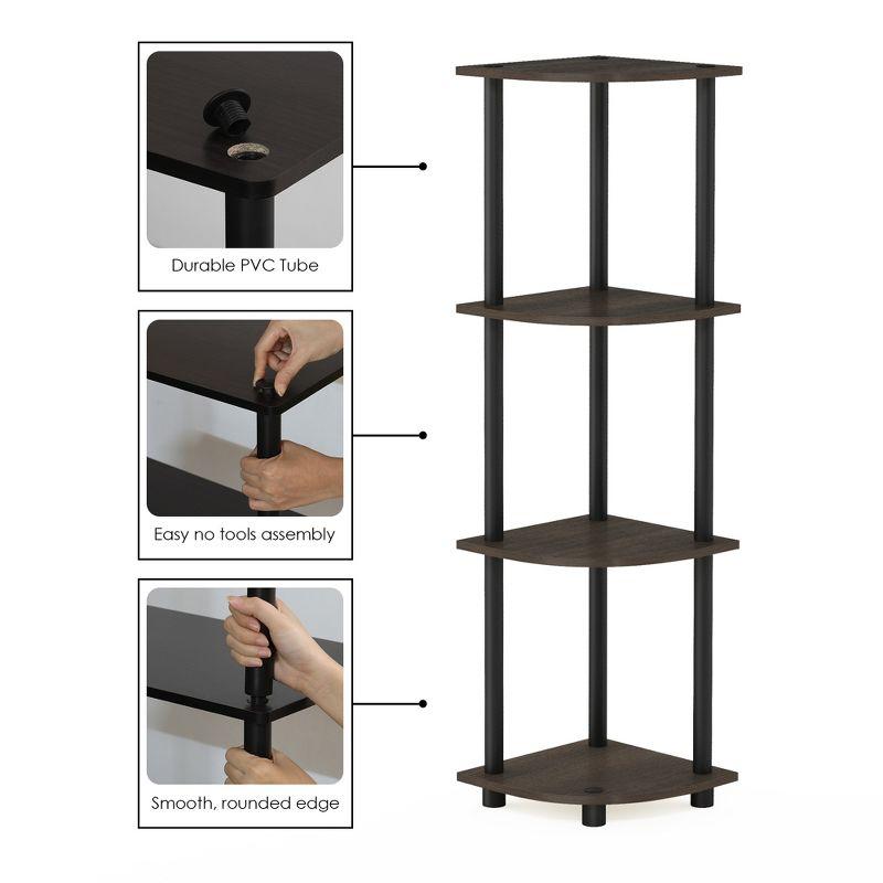 Furinno 4-Tier Bathroom Storage Shelf Corner Display Multipurpose Rack,Dark Brown