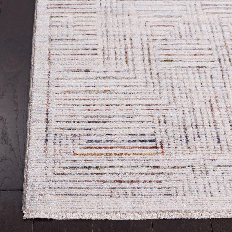 Elegant Ivory 8' x 10' Hand-Knotted Synthetic Area Rug