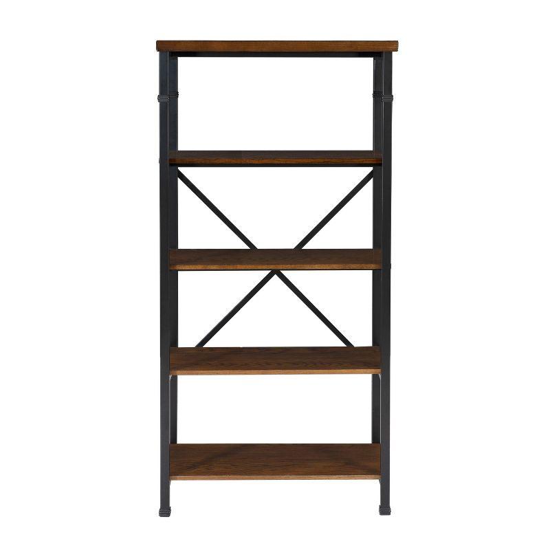 Austin 56.5" Black and Brown Industrial Wood Bookcase