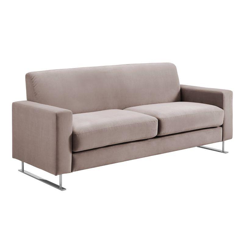 Elle Decor Baylie Mid-Century Modern Sofa with Chrome Sleigh Legs