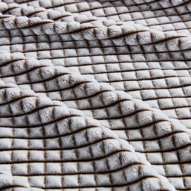 Twin Gray Carved Plush Microvelour Blanket