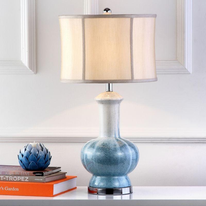 Leona Ceramic Table Lamp - Cream/Blue - Safavieh