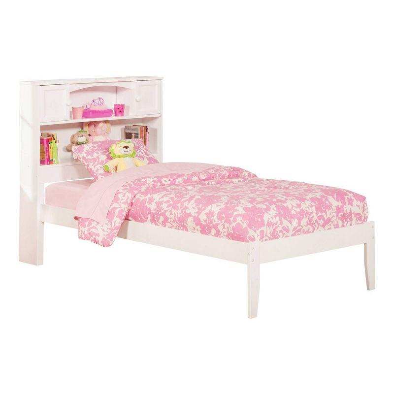Twin Newport Bed with Open Footboard White - AFI: Satin Painted Wood Frame, Storage Headboard, No Box Spring Needed