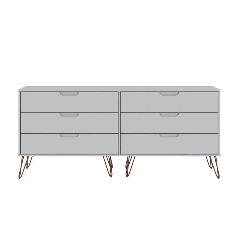 Mid-century Modern White Double Low Dresser with Metal Legs