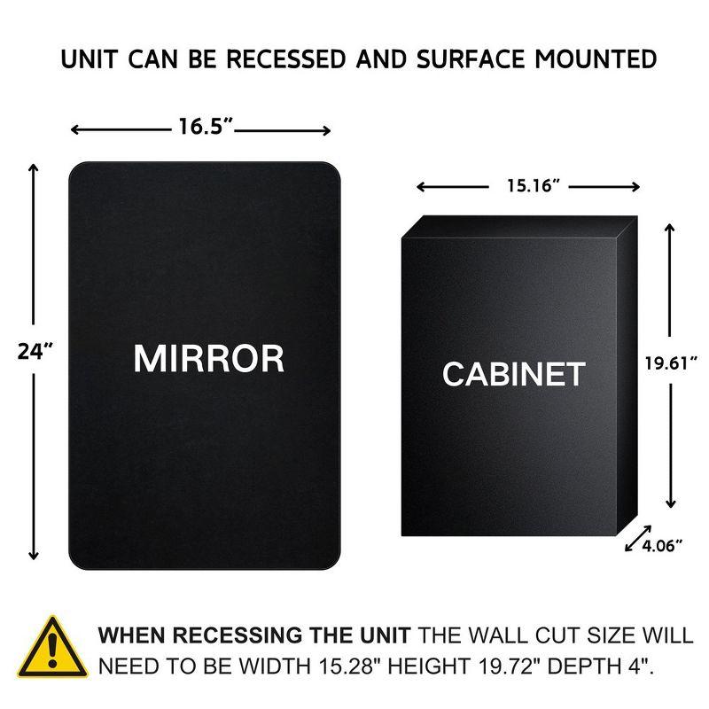 16.5'' x 24'' Matte Black Framed Medicine Cabinet with Mirror