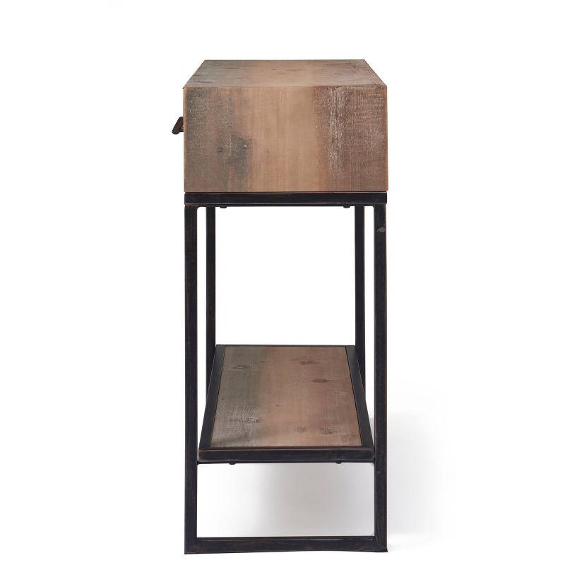 Rustic Wood and Metal Console Table with Dual Storage Drawers