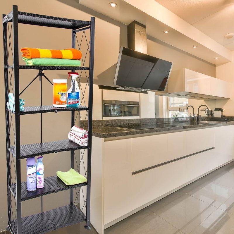 Origami Foldable 6-Shelf Classic Stamped Steel Bookcase