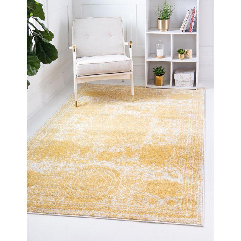 Unique Loom Bromley Collection Area Rug - Wells (6' 1" x 9' Rectangle Yellow/Ivory)