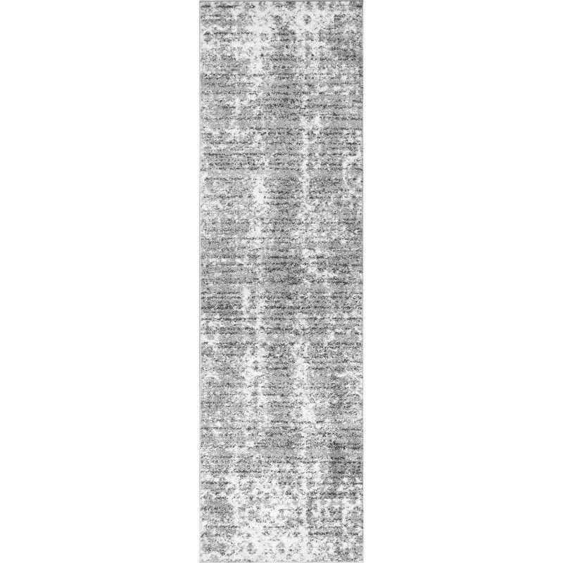 Nuloom Deedra Abstract 2x20 Runner Indoor Area Rug for Living Room Bedroom Dining Room Entryway Hallway Kitchen, Grey/Ivory
