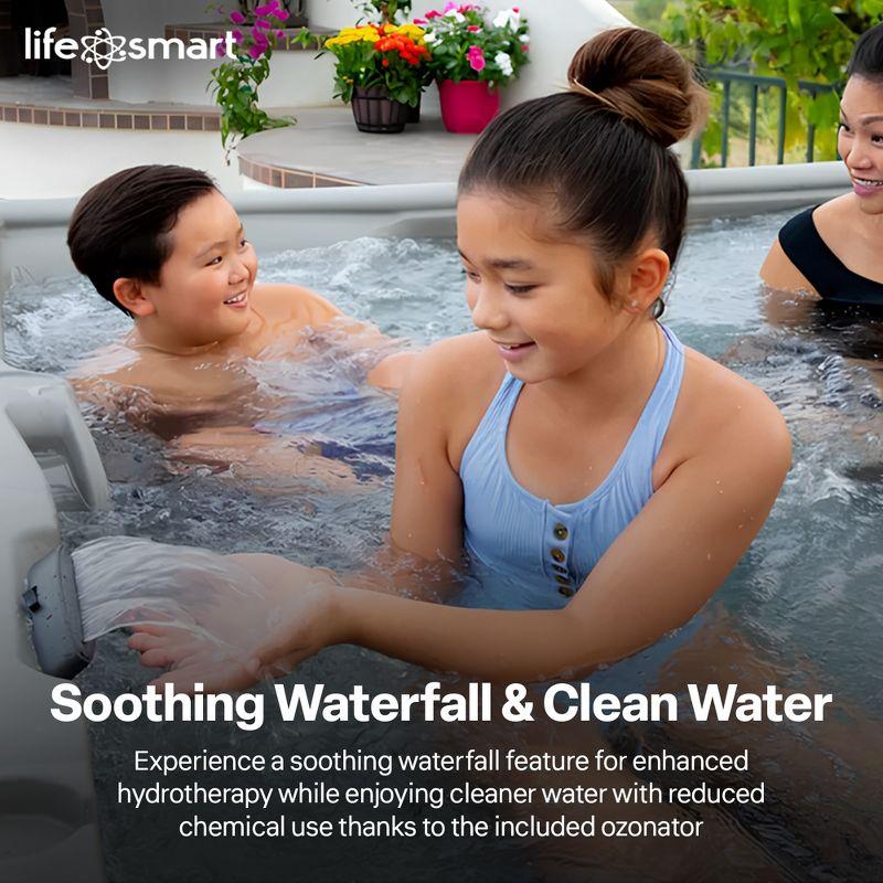 Lifesmart Spas 5 Person Plug and Play Hot Tub, 110 Volt  28 Jet Outdoor Spa with LED, Waterfall, Durable Thermal Cover, and Ozonator, LS350DX, Taupe