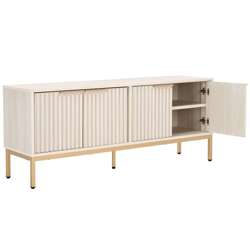 Lylia 4 Door Media Stand - MED9623 - Bleached White/Gold - Safavieh