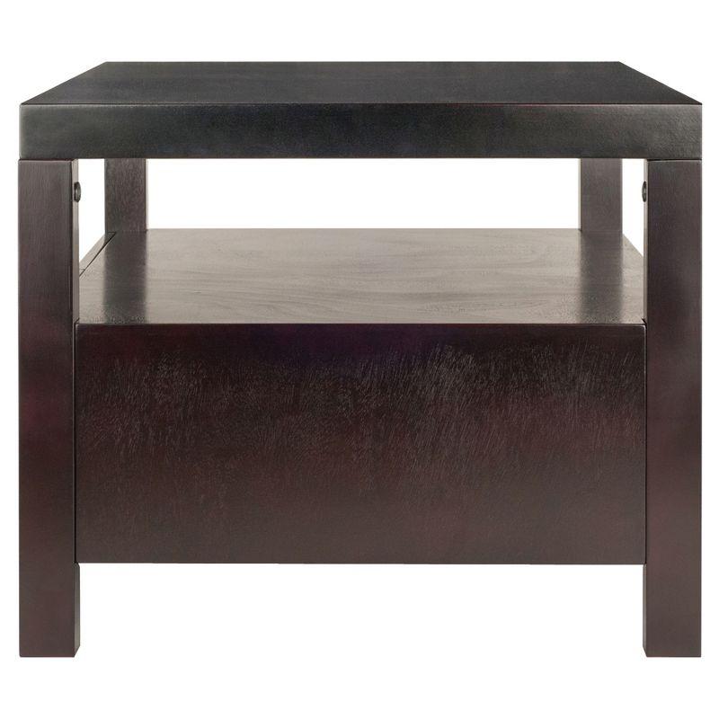 Copenhagen Coffee Table Espresso - Winsome: 2 Drawers, Open Shelf, Rectangular Wood Composite