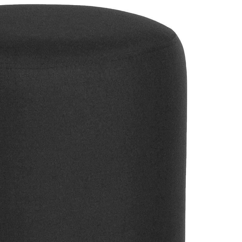 Emma and Oliver Taut Upholstered Round Ottoman Pouf in Black Fabric