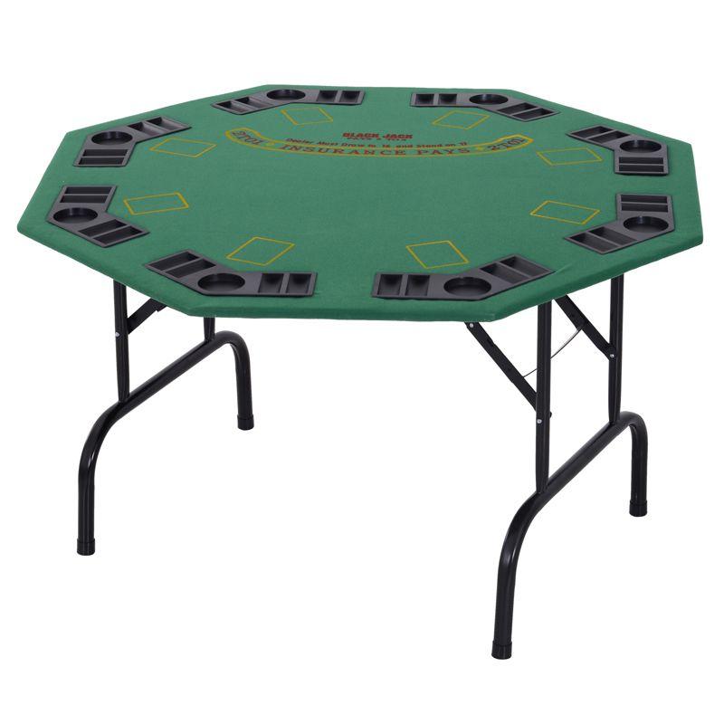 Soozier 47" Green Felt Octagon Poker Table with Cup Holders