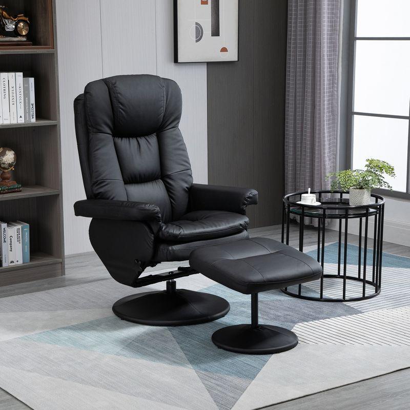 Faux Leather Recliner with Ottoman