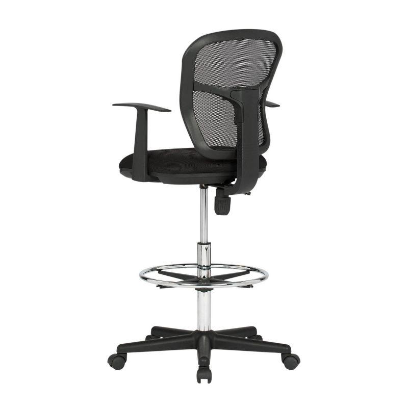 Riviera Drafting Chair - Black: Mesh Back, Adjustable Height, Footring, Home Office & Studio Comfort