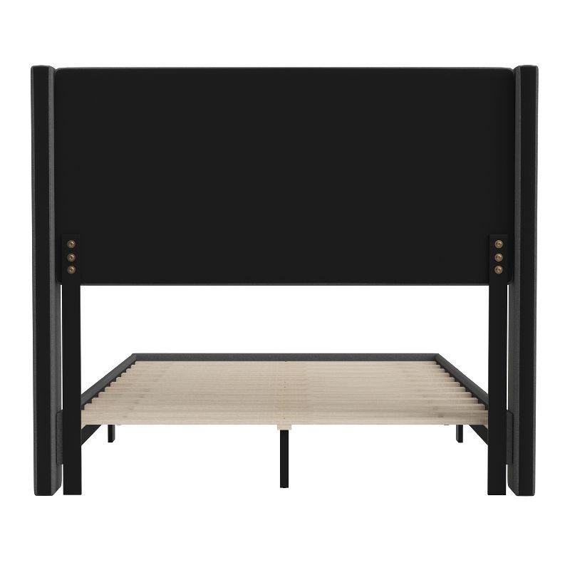Flash Furniture Full Size Upholstered Platform Bed with Wingback Headboard-Charcoal Faux Linen