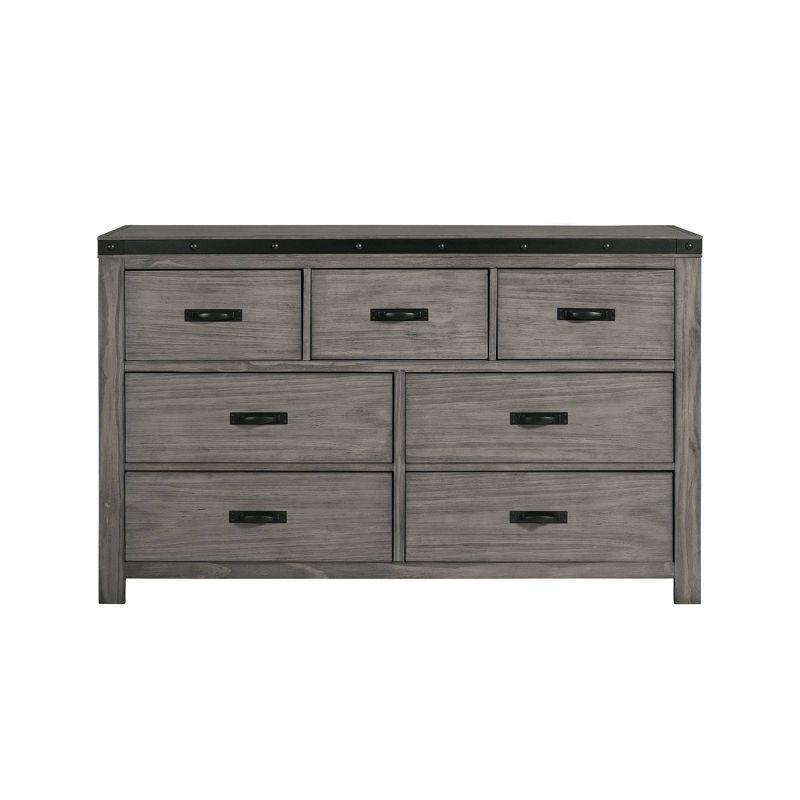 7 Drawer Montauk Dresser Gray - Picket House Furnishings: Spacious Storage, Bedroom Essential, Metal Accents