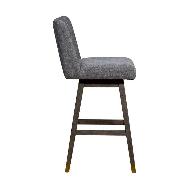 Armen Living Basila Wood Finish with Fabric Swivel Barstool Gray Oak
