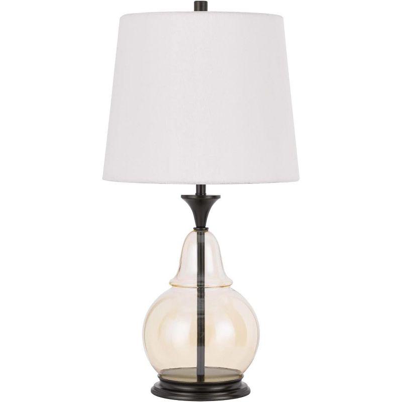 Cal Lighting 150W 3 way Kittery glass table lamp with hardback fabric shade