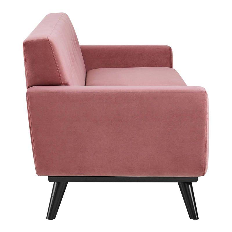 Engage Performance Velvet Sofa Dusty Rose - Modway: Plush Seating, Channel Tufting, Rubberwood Legs