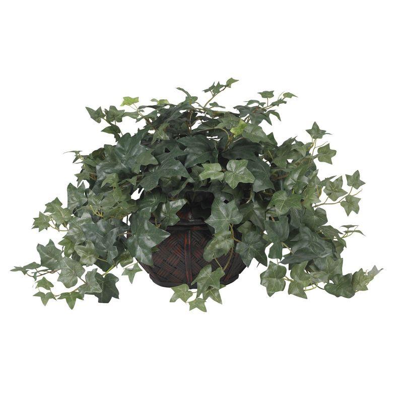 Green Puff Ivy with Decorative Vase Silk Plant