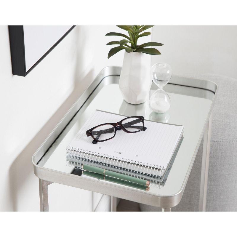 Kate and Laurel Celia Rectangle Metal Side Table, 18x12x26, Silver
