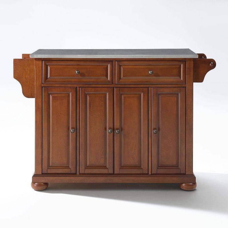 Alexandria Stainless Steel Top Kitchen Island Cherry - Crosley: Storage, Adjustable Shelves, Towel Bar