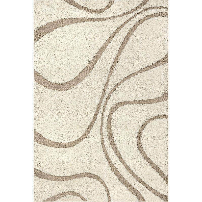 Nuloom Carolyn Abstract 8x11 Shag Indoor Area Rug for Living Room Bedroom Dining Room Nursery, Cream/Beige