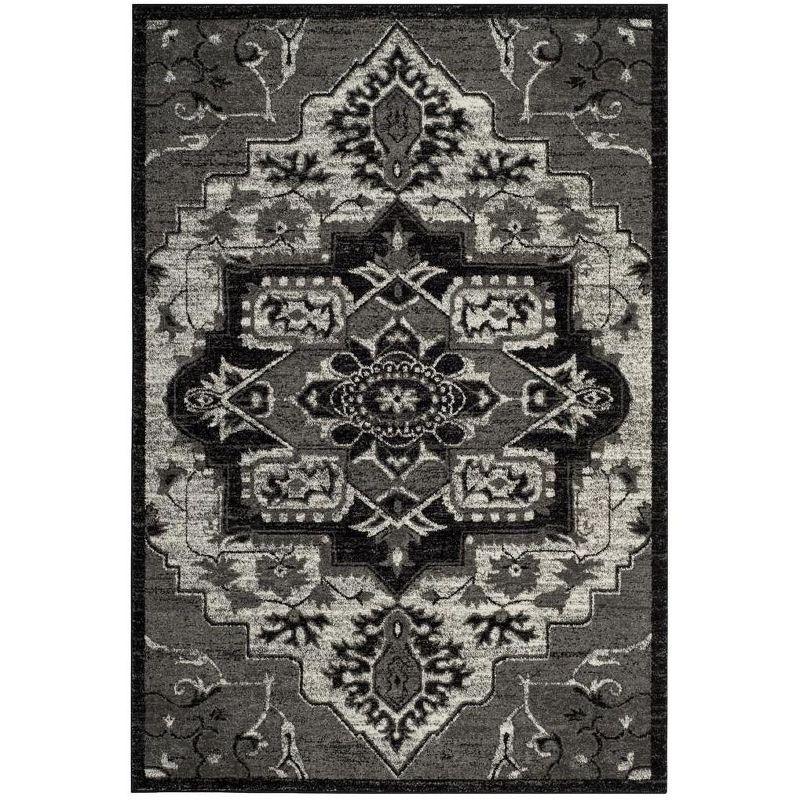 Light Grey and Grey High Pile Medallion Area Rug